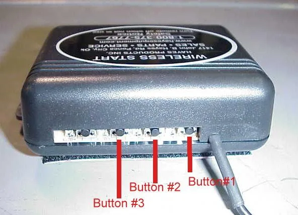 WSK-1 control box showing program buttons 1, 2 and 3 for pairing a key fob